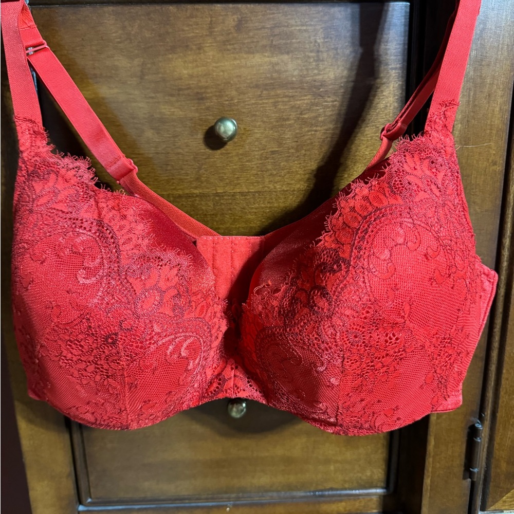 Cacique Lane Bryant red lace bra 40D